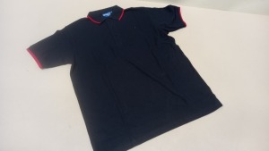 50 X BRAND NEW PAPINI RETRO NAVY/RED POLO SHIRTS - SIZE MEDIUM