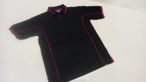 50 X BRAND NEW PAPINI SIENNA BLACK/RED POLO SHIRTS - SIZED 7-8 YEARS