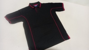 50 X BRAND NEW PAPINI SIENNA BLACK/RED POLO SHIRTS - SIZED 5-6 YEARS