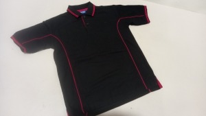 42 X BRAND NEW PAPINI SIENNA BLACK/RED POLO SHIRTS - SIZED 5-6 YEARS