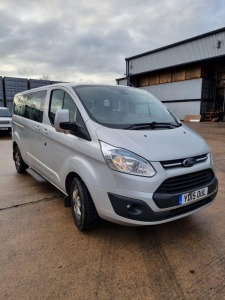 SILVER FORD TOURNEO CUSTOM 300 LTD E. ( DIESEL ) Reg : YD15 OUL Mileage : 134821 Details: 2 X KEYS. WITH V5 MOT EXPIRES 14/05/2022 TWIN SLIDING DOORS SIDE STEPS FULL LEATHER 9 SEATER FULL AIR CONDITIONED ENGINE: 2198CC
