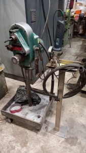 BOSCH GWS 11-125 ANGLE GRINDER ON A BESPOKE TOOL CUTTING JIG (SOLD WITH A POLISHING MACHINE FOR SCRAP)