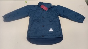 28 X BRAND NEW WINTERBOTTOMS REVERSIBLE WATERPROOF NAVY COLOURED COATS IN VARIOUS SIZES