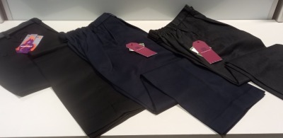 80 X BRAND NEW WINTERBOTTOMS SCHOOL PANTS IN GREY NAVY AND BLACK - VARIOUS SIZES