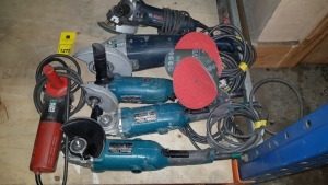 30 PIECE MIXED TOOL LOT TO INCLUDE 3 X MAKITA GRINDERS AND 2 BOSCH GRINDERS 1 X SMALL 1 X LARGE AND 1 X FLEX GRINDER ALSO INCLUDES A LARGE QUANTITY OF GRINDER DISCS