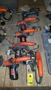 6 PIECE MIXED TOOL LOT TO INCLUDE 5 X BLACK AND DECKER POWER FILES AND 1 X MAKITA POWER FILE