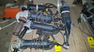 6 PIECE MIXED TOOL LOT TO INCLUDE 5 X BOSCH GW11-125 ANGLE GRINDER AND A LARGE GRINDER