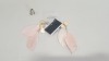 APPROX 320 X GOLD COLOURED PAIRS OF EARRINGS WITH PINK FEATHERS - IN 1 CARTON
