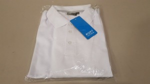 50 X BRAND NEW PAPINI CLIMATE WHITE POLO SHIRTS - SIZE MEDIUM