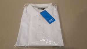 50 X BRAND NEW PAPINI CLIMATE WHITE POLO SHIRTS - SIZE MEDIUM