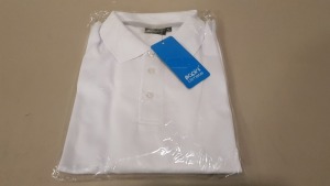 50 X BRAND NEW PAPINI CLIMATE WHITE POLO SHIRTS - SIZE MEDIUM