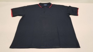 46 X BRAND NEW PAPINI RETRO NAVY/RED POLO SHIRTS - SIZE M / 2XL / 3XL