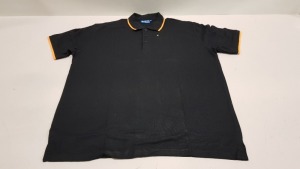 50 X BRAND NEW PAPINI RETRO BLACK/ORANGE POLO SHIRTS - SIZE 3XL / 2XL