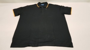 37 X BRAND NEW PAPINI RETRO BLACK/ORANGE POLO SHIRTS - SIZE LARGE