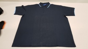 47 X BRAND NEW PAPINI RETRO NAVY/SKY POLO SHIRTS - SIZE XXS / XXL