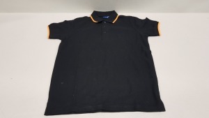 41 X BRAND NEW PAPINI RETRO BLACK/ORANGE POLO SHIRTS - SIZE XS