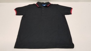 45 X BRAND NEW PAPINI RETRO BLACK/RED POLO SHIRTS - SIZE XXS / 3XL