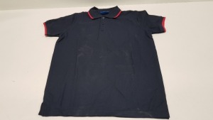 50 X BRAND NEW PAPINI RETRO NAVY/RED POLO SHIRTS - SIZE XXS