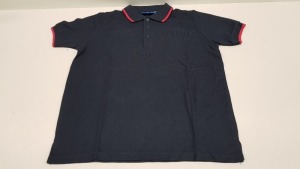 56 X BRAND NEW PAPINI RETRO NAVY/RED POLO SHIRTS - SIZE XXS / XS / SMALL