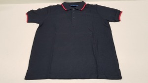 50 X BRAND NEW PAPINI RETRO NAVY/RED POLO SHIRTS - SIZE SMALL
