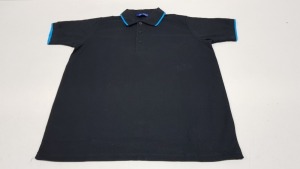 50 X BRAND NEW PAPINI RETRO NAVY/CYAN POLO SHIRTS - SIZE XXL