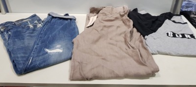 6 PIECE MIXED CLOTHING LOT CONTAINING JAMES LAKELAND TROUSERS SIZE 18, G STAR JEANS SIZE 26W, G STAR JACKET SIZE XS, PHASE 8 JUMPSUIT SIZE 8, LOFFLER TIGHTS SIZE 6 AND A BURTON T SHIRT SIZE XL