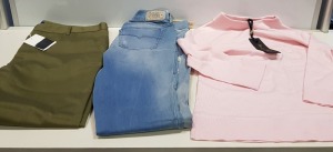 6 PIECE MIXED CLOTHING LOT CONTAINING FAZE 8 DRESS SIZE 16, WINSER LONDON TROUSERS SIZE 16, FAZE 8 JUMPER SIZE 12, MARIE CLAIRE SHORTS SIZE MEDIUM, DIESEL JEANS SIZE 28 AND VELVET TROUSERS SIZE MEDIUM