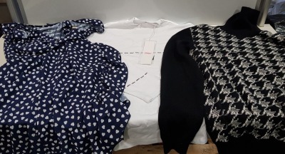 6 PIECE MIXED CLOTHING LOT CONTAINING HUGO BOSS TOP SIZE SMALL, QUIZ DRESS SIZE 12, 3 X HUGO BOSS TROUSERS SIZE 48, 50 AND 52, 1 X HUGO BOSS SWEATER SIZE XL