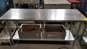 LARGE STAINLESS STEEL PREP TABLE WITH UNDERSHELF