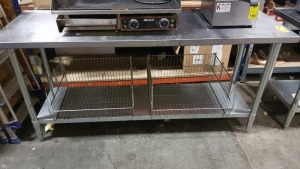 LARGE STAINLESS STEEL PREP TABLE WITH UNDERSHELF