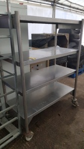 STAINLESS STEEL 4 SHELF TROLLEY - WIDE