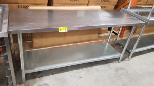 LARGE STAINLESS STEEL PREP TABLE WITH UNDERSHELF