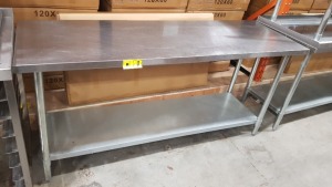 LARGE STAINLESS STEEL PREP TABLE WITH UNDERSHELF