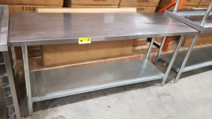 LARGE STAINLESS STEEL PREP TABLE WITH UNDERSHELF