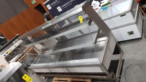LARGE STAINLESS STEEL GLASS FRONTED FOOD COUNTER DISPLAY UNIT