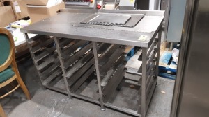 MEDIUM STAINLESS STEEL PREP TABLE WITH 18 SHELVES