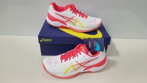 5 X BRAND NEW ASICS WOMENS SKY ELITE FF WHITE / LASER PINK SHOES UK SIZE 8.5