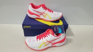 4 X BRAND NEW ASICS WOMENS SKY ELITE FF WHITE / LASER PINK SHOES UK SIZE 6.5