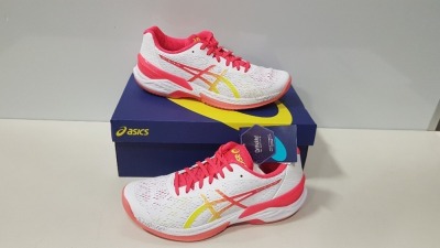 5 X BRAND NEW ASICS WOMENS SKY ELITE FF WHITE / LASER PINK SHOES UK SIZE 5