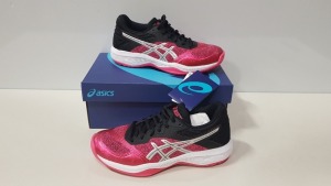 6 X BRAND NEW ASICS WOMENS NETBURNER BALLISTIC FF PIXEL PINK/ SILVER SHOES UK SIZE 8