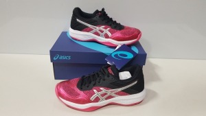 5 X BRAND NEW ASICS WOMENS NETBURNER BALLISTIC FF PIXEL PINK/ SILVER SHOES UK SIZE 7