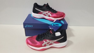 5 X BRAND NEW ASICS WOMENS NETBURNER BALLISTIC FF PIXEL PINK/ SILVER SHOES UK SIZE 6.5