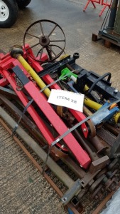 ASSORTED HOSES , HYDRAULIC JACKS , STEEL BOGIES , STEEL BOGIE AXEL AND WHEELS , PROP AND DRIVE SHAFT