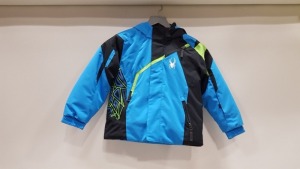 BRAND NEW KIDS SPYDER BLUE FAUX FUR HOODED SKI JACKET SIZE 11-12