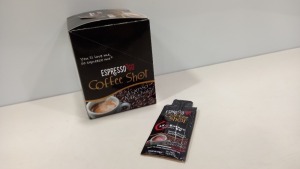 960 X BRAND NEW EXPRESSO TO GO MACCHIATO COFFEE SHOTS 12G IN COUNTER DISPLAY BOX OF 24 PIECES IDEAL FOR IRON MAN,GYMS AND HEALTHY ACTIVITIES ON THE GO EXPIRES 02/2022 IN 10 OUTER BOXES