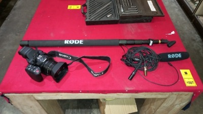CANON XC10 DIGITAL CAMERA (NOTE: NO BATTERY CHARGER), RODE EXTENDABLE BOOM & A RODE MICROPHONE