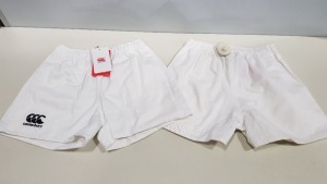 16 X BRAND NEW CANTERBURY SHORTS IN WHITE SIZE 9-10 YEARS (PICK LOOSE) - NOTE SOME SECURITY TAGGED