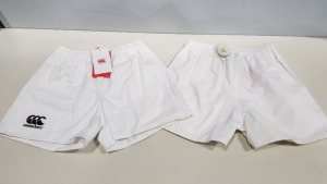 15 X BRAND NEW CANTERBURY SHORTS IN WHITE SIZE 9-10 YEARS (PICK LOOSE) - NOTE SOME SECURITY TAGGED