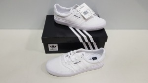 7 X BRAND NEW ADIDAS ORIGINALS 3MC TRAINERS IN TRIPLE WHITE SIZE 4 AND 5.5 (PLEASE NOTE SOME ARE MARKED)