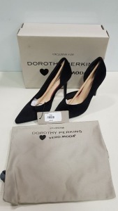 15 X BRAND NEW DOROTHY PERKINS BLACK SUEDE HIGH HEELS SIZE 4 RRP £45.00 (TOTAL RRP £675.00)